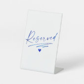 Minimalistische kalligrafie voorbehouden bruiloft reclamebord met voetstuk (Voorkant)