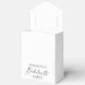 Minimalistische kalligrafie vrijgezellenfeest lint bedankdoosjes (Open)