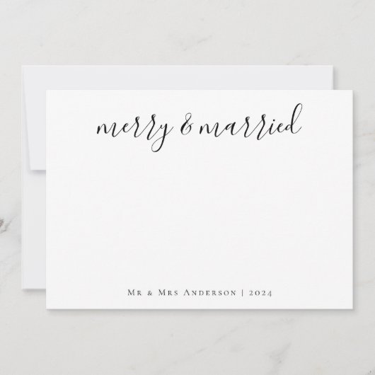 Minimalistische kalligrafie Vrolijk en getrouwde P Feestdagenkaart (Voorkant)