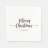 Minimalistische kalligrafie Vrolijk kerstfeest Servet (Voorkant)