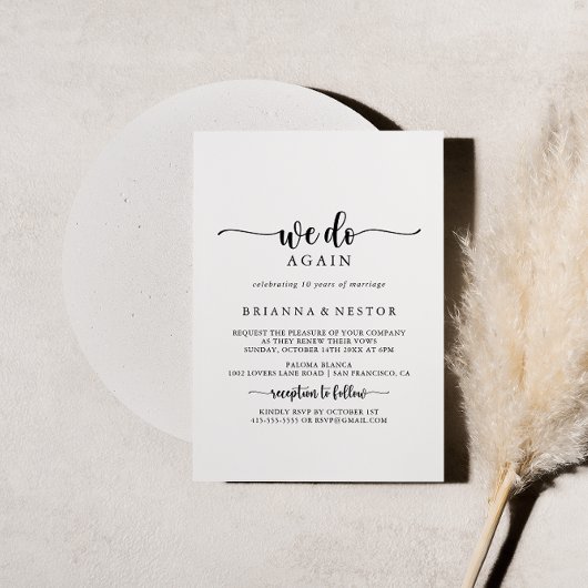 Minimalistische kalligrafie We Do Again Vow Renewa Kaart