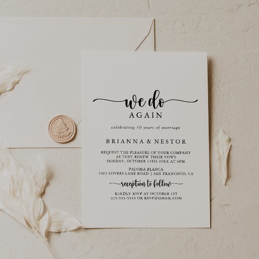 Minimalistische kalligrafie We Do Again Vow Renewa Kaart