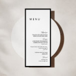 Minimalistische Kalligrafie Wedding Menu Kaart<br><div class="desc">Elegante kalligrafie zwart-wit bruiloft platte menukaart.</div>