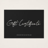Minimalistische Kalligrafie Zakelijk Cadeaubon Visitekaartje (Voorkant)