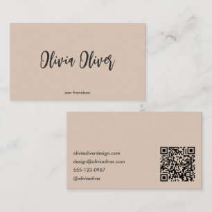 Minimalistische kalligrafie zandsteen moderne QR-c Visitekaartje