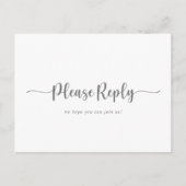 Minimalistische kalligrafie zilver menu keuze RSVP (Voorkant)