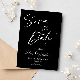 Minimalistische kalligrafie zwart bruiloft save the date