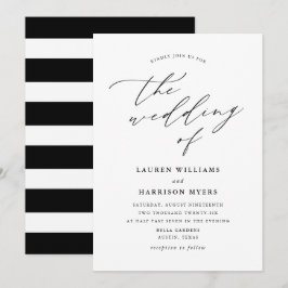 Minimalistische kalligrafie zwart en wit | Trouwen Kaart