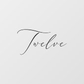 Minimalistische kalligrafie zwart Twaalf Tafelnumm Raamsticker (Vel)