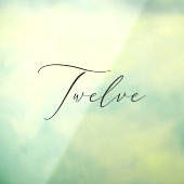 Minimalistische kalligrafie zwart Twaalf Tafelnumm Raamsticker (Vel 3)