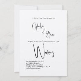Minimalistische kalligrafie Zwart-wit bruiloft Kaart