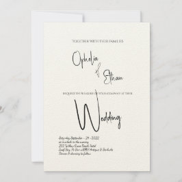 Minimalistische kalligrafie Zwart-wit bruiloft Kaart