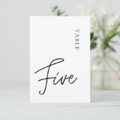 Minimalistische kalligrafie zwart wit tafel vijf kaart (Staand voorkant)