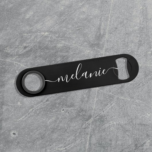 Minimalistische kalligrafie Zwart Witte Bruidsmeis Speed Flessenopener