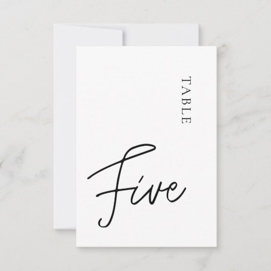 Minimalistische kalligrafie Zwart Witte Tafel Vijf Kaart (Voorkant)