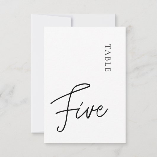Minimalistische kalligrafie Zwart Witte Tafel Vijf Kaart (Achterkant)