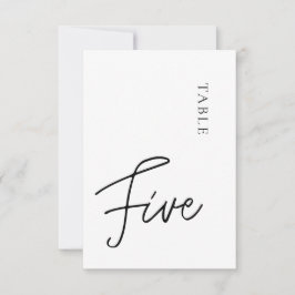 Minimalistische kalligrafie Zwart Witte Tafel Vijf Kaart