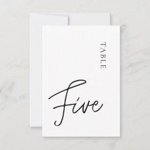 Minimalistische kalligrafie Zwart Witte Tafel Vijf Kaart