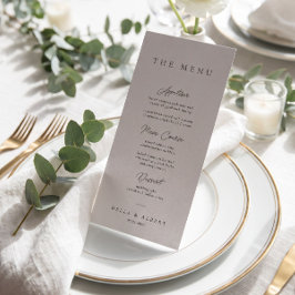 Minimalistische kalligrafische lichtgrijze bruilof menu