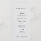 Minimalistische kalligrafische lichtgrijze bruilof menu (Voorkant / Achterkant)