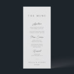Minimalistische kalligrafische lichtgrijze bruilof menu<br><div class="desc">Dit eenvoudige lichtgrijze huwelijksmenu met moderne typografie zal een geweldige aanvulling zijn op uw huwelijksfeestdecor. Alle tekst is bewerkbaar,  klik op 'Personaliseer deze sjabloon'. Overeenkomstige items,  waaronder de Wedding Invitation suite,  zijn ook beschikbaar.</div>