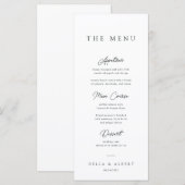 Minimalistische kalligrafische zwart-witte bruilof menu (Voorkant / Achterkant)