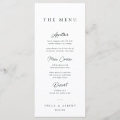 Minimalistische kalligrafische zwart-witte bruilof menu (Voorkant)