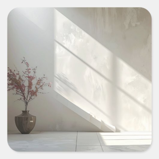 Minimalistische kamer vierkante sticker (Voorkant)