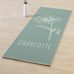 Minimalistische Kamille Bloem Salie Groene Naam Yogamat
