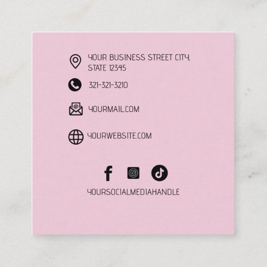 Minimalistische kapper vierkante visitekaartje (Achterkant)