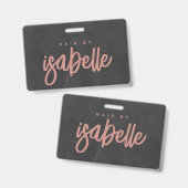 Minimalistische kapster stoffig roze script zwart badge (Voor- en achterkant)