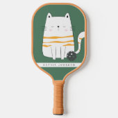 Minimalistische kat, aangepaste naam Pickleball Pa Paddle (Achterkant)