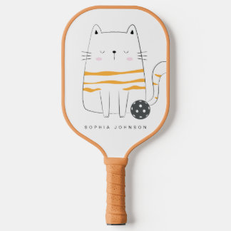 Minimalistische kat, aangepaste naam Pickleball Pa Paddle