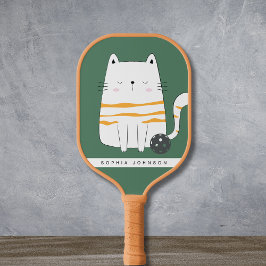 Minimalistische kat, aangepaste naam Pickleball Pa Paddle