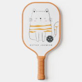 Minimalistische kat, aangepaste naam Pickleball Pa Pickleball Paddle (Voorkant)