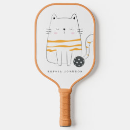 Minimalistische kat, aangepaste naam Pickleball Pa Pickleball Paddle