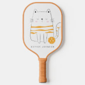 Minimalistische kat, aangepaste naam Pickleball Pa Pickleball Paddle (Voorkant)