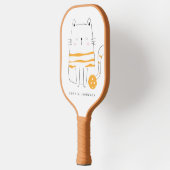 Minimalistische kat, aangepaste naam Pickleball Pa Pickleball Paddle (Links)