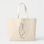 Minimalistische kat achteraanzicht lijntekening grote tote bag (Voorkant)