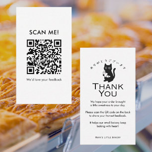 Minimalistische kat-croissant laat een review QR-c Visitekaartje
