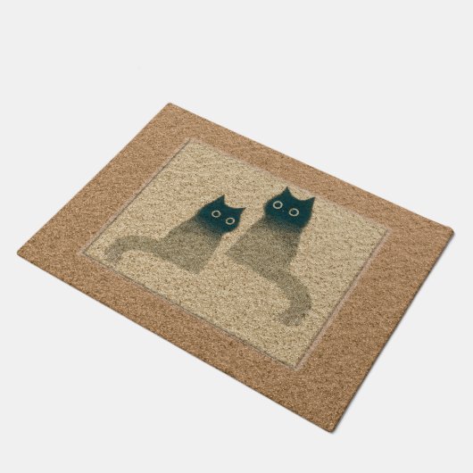 Minimalistische kat deurmat (Schuin)