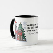 Minimalistische kat en hond vakantie bij elkaar mok (Voorkant links)