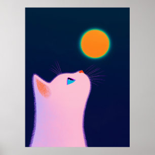 Minimalistische kat en zon poster