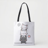 Minimalistische kat illustratie Totebag Tote Bag (Voorkant)