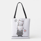 Minimalistische kat illustratie Totebag Tote Bag (Achterkant)