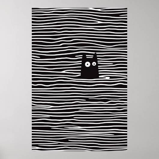 Minimalistische kat in strepen poster (Voorkant)