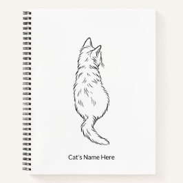 Minimalistische kat lijnkunst gepersonaliseerde na notitieboek