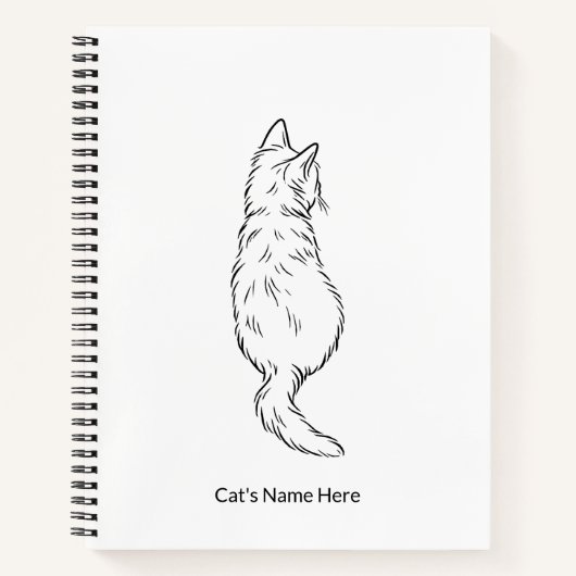 Minimalistische kat lijnkunst gepersonaliseerde na notitieboek (Voorkant)