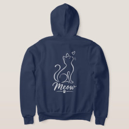 Minimalistische kat lijnkunst • Meow Heart Hoodie
