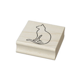 Minimalistische kat lijnkunst – Zwarte omtrek silh Rubberstempel